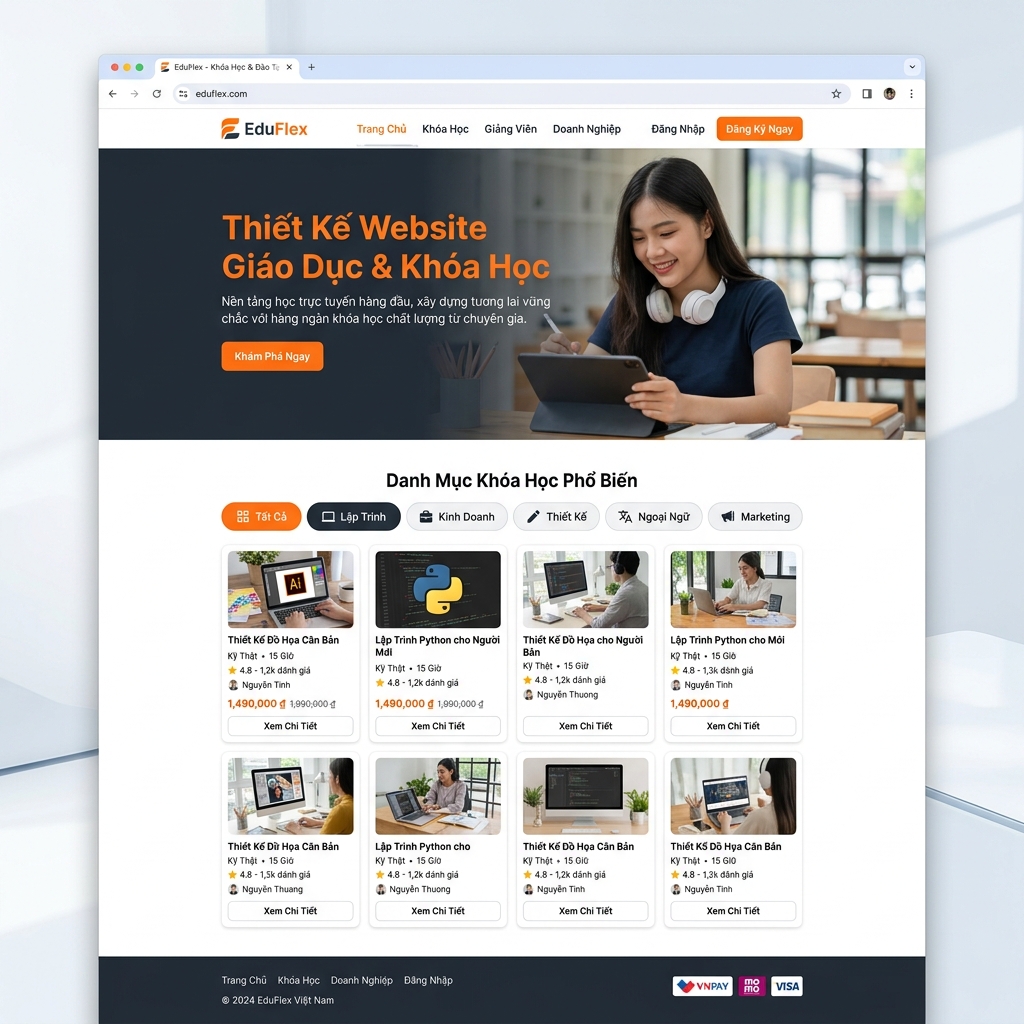 Thiết Kế Website Trường Mầm Non Chuyên Nghiệp Trọn Gói - Giao diện Desktop thay thế (Alternative Desktop Mockup)