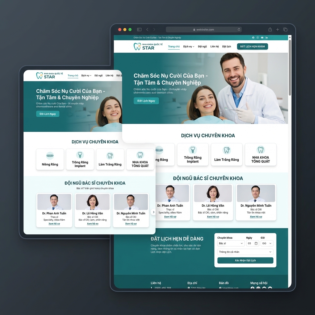 Thiết Kế Web Nha Khoa Chuyên Nghiệp, Chuẩn Y Khoa - Giao diện Desktop thay thế (Alternative Desktop Mockup)