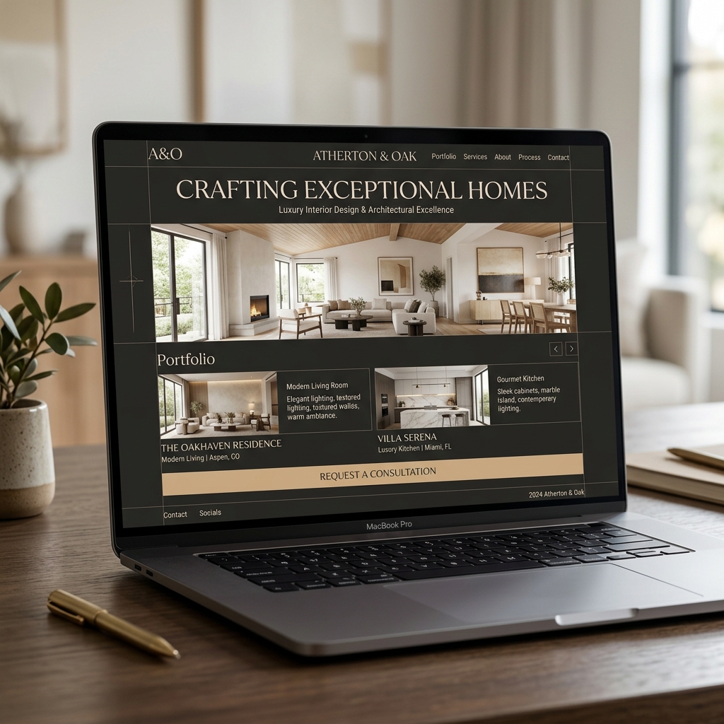 Thiết Kế Web Công Ty Kiến Trúc Cao Cấp, Chuẩn SEO - Giao diện Desktop thay thế (Alternative Desktop Mockup)