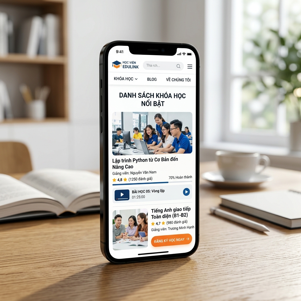 Thiết Kế Website Trường Mầm Non Chuyên Nghiệp Trọn Gói - Giao diện di động (Mobile Mockup)