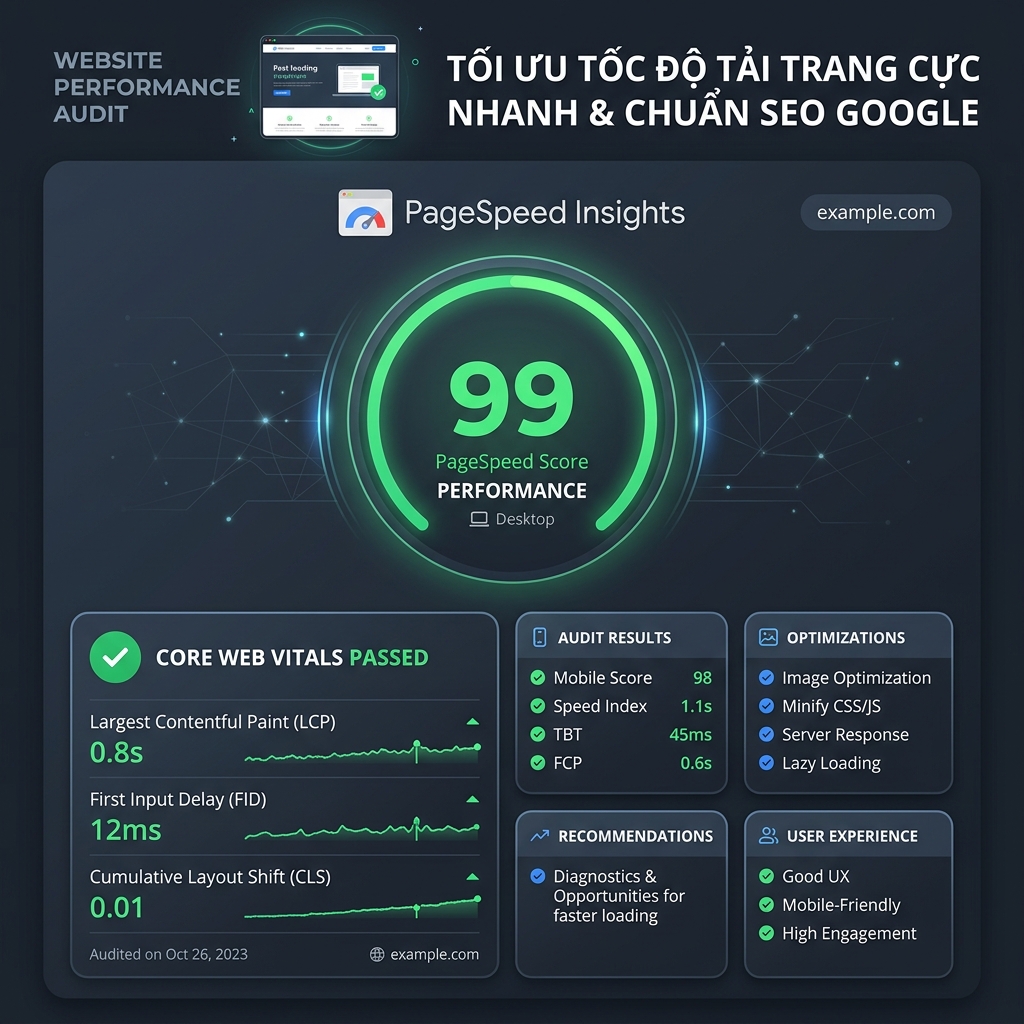 Thiết Kế Website Spa &#038; Thẩm Mỹ Viện Trọn Gói, Chuẩn SEO - Tốc độ tải trang & Tối ưu SEO (Google PageSpeed Score)